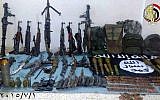 A photo shared by the Egyptian military shows a weapons cache seized from IS-linked jihadists in the Sinai Peninsula, July 2, 2015. (Facebook/Egyptian army)