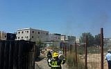 Firefighters at the scene of a brawl in Rahat, in the Negev on Saturday, July 18 2015 (Southern Region Fire and Rescue Services)