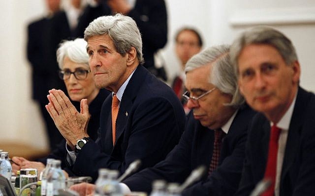 US Secretary of State John Kerry meets with foreign ministers of Germany, France, China, Britain, Russia and the European Union at a hotel in Vienna, Austria, Tuesday, July 7, 2015. (Carlos Barria/Pool photo via AP) US Secretary of State John Kerry meets with foreign ministers of Germany, France, China, Britain, Russia and the European Union at a hotel in Vienna, Austria, Tuesday, July 7, 2015. (Carlos Barria/Pool photo via AP)