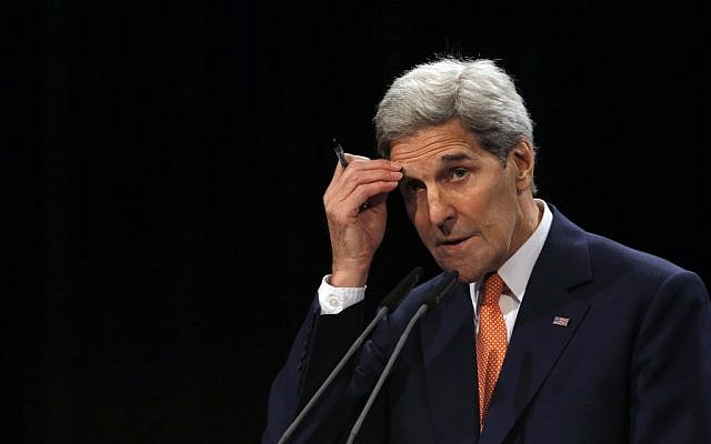 US Secretary of State John Kerry delivers a statement on the Iran deal at the Vienna International Center in Vienna, Austria, July 14, 2015. (Carlos Barria/AP/Pool) US Secretary of State John Kerry delivers a statement on the Iran deal at the Vienna International Center in Vienna, Austria, July 14, 2015. (Carlos Barria/AP/Pool)