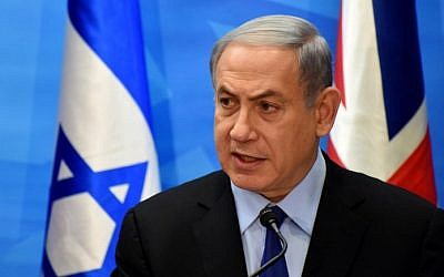 Prime Minister Benjamin Netanyahu holds a press conference with British Foreign Secretary Philip Hammond at his office in Jerusalem on July 16, 2015. (AFP/ POOL / DEBBIE HILL)