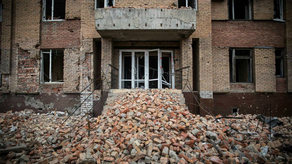 A heavily damaged hotel near the Donetsk airport in Ukraine, Feb. 26, 2015. The fighting between Ukraine and Russian-backed rebels has wreaked havoc on Ukraine's currency, the hryvnia. (Andrew Burton/Getty Images/via JTA) A heavily damaged hotel near the Donetsk airport in Ukraine, Feb. 26, 2015. The fighting between Ukraine and Russian-backed rebels has wreaked havoc on Ukraine's currency, the hryvnia. (Andrew Burton/Getty Images/via JTA)
