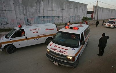 Illustrative photo of Palestinian ambulances (Abed Rahim Khatib/ FLASH90)