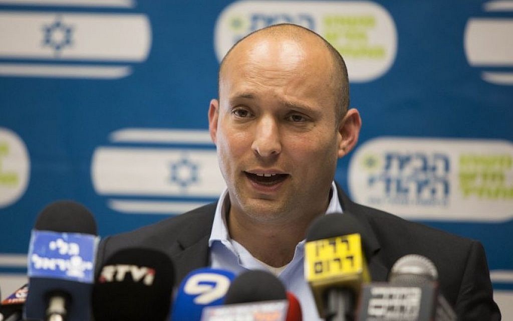 Naftali Bennett, leader of the Jewish Home party speaks during a party meeting in the Israeli parliament on June 15, 2015. (Yonatan Sindel/Flash90)