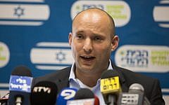 Naftali Bennett, leader of the Jewish Home party speaks during a party meeting in the Israeli parliament on June 15, 2015. (Yonatan Sindel/Flash90)