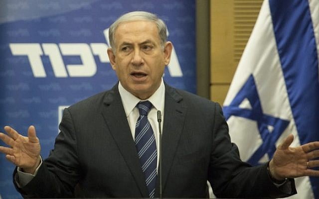Prime Minister Benjamin Netanyahu speaks during a Likud faction meeting at the Knesset on July 6, 2015 (Hadas Parush/Flash90) Prime Minister Benjamin Netanyahu speaks during a Likud faction meeting at the Knesset on July 6, 2015 (Hadas Parush/Flash90)