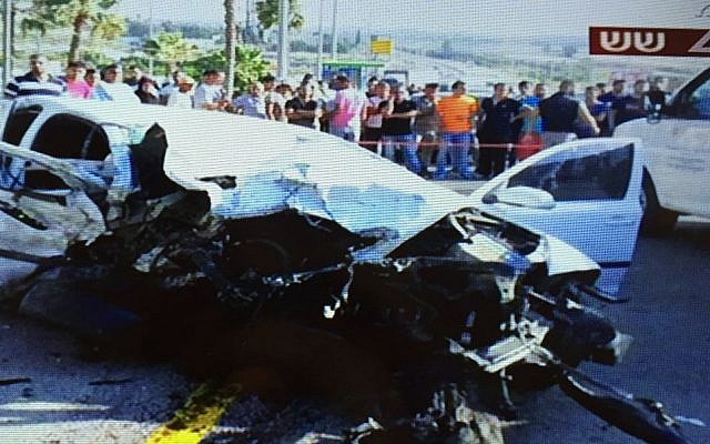 The scene of a crash in northern Israel on July 26, 2015. (screen capture: Channel 2)
