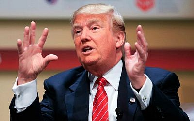 Republican presidential candidate, real-estate mogul Donald Trump, speaks at the Family Leadership Summit in Ames, Iowa, July 18, 2015. (AP/Nati Harnik)