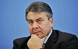 German Vice Chancellor and Economy Minister Sigmar Gabriel briefs the media on his July 20 visit to Iran during a news conference in Berlin, Germany, Thursday, July 23, 2015. (AP Photo/Markus Schreiber)