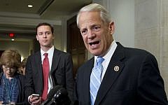 Rep. Steve Israel, D-New York, speaks to reporters on Capitol Hill in Washington after attending a meeting with Vice President Joe Biden and the House Democratic Caucus to talk about the Iran nuclear deal, July 15, 2015. (AP/Manuel Balce Ceneta)