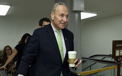 Sen. Charles Schumer, D-N.Y. walks on Capitol Hill in Washington. The lobbying fight is on to persuade lawmakers to vote for or against the nuclear deal the U.S. and other world powers just signed with Iran. July 16, 2015 (AP/Susan Walsh)