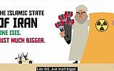 Screen capture of a video published on Prime Minister Benjamin Netanyahu's social media pages equating Iran with the Islamic State group. (YouTube/IsraeliPM)