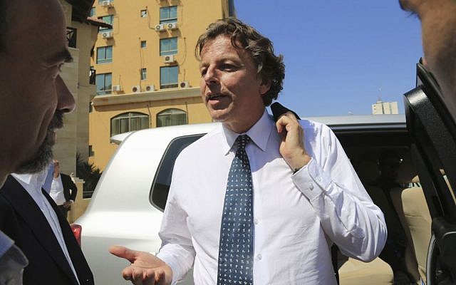 Dutch Foreign Minister Bert Koenders speaks with journalists after holding a press conference at the Roots Hotel in Gaza City, in the northern Gaza Strip, Wednesday, July 15, 2015. (AP/Adel Hana) Dutch Foreign Minister Bert Koenders speaks with journalists after holding a press conference at the Roots Hotel in Gaza City, in the northern Gaza Strip, Wednesday, July 15, 2015. (AP/Adel Hana)