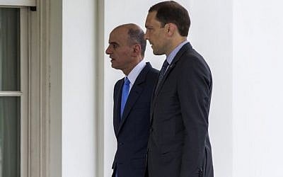 Saudi Foreign Minister Adel al-Jubeir, left, arrives at the White House in Washington, Friday, July 17, 2015, for a meeting with President Barack Obama about the Iran nuclear deal. (AP/Evan Vucci) 
