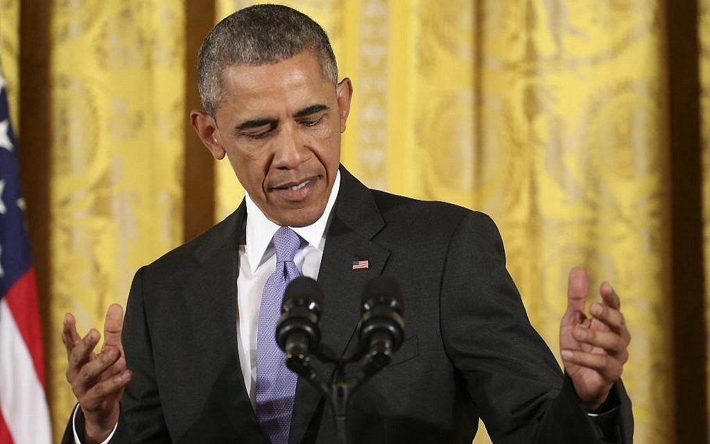 US President Barack Obama steps to the podium before making an opening statement during a news conference in the East Room of the White House in Washington, Wednesday, July 15, 2015 (AP Photo/Pablo Martinez Monsivais)