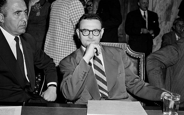 In this April 26, 1956 file photo, David Greenglass, convicted atomic spy, sits beside Deputy U.S. Marshal Joseph Oreto during a Senate Internal Security on Capitol Hill in Washington (AP Photo/Henry Griffin) In this April 26, 1956 file photo, David Greenglass, convicted atomic spy, sits beside Deputy U.S. Marshal Joseph Oreto during a Senate Internal Security on Capitol Hill in Washington (AP Photo/Henry Griffin)