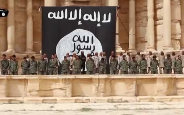 Image from an Islamic State video showing the mass execution of Syrian soldiers on the stage of the amphitheater in the ancient city of Palmyra, Syria shortly after the group captured the city on May 21, 2015. (screen grab: YouTube) Image from an Islamic State video showing the mass execution of Syrian soldiers on the stage of the amphitheater in the ancient city of Palmyra, Syria shortly after the group captured the city on May 21, 2015. (screen grab: YouTube)