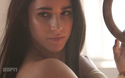 Jewish Olympic gymnast Aly Raisman in an ESPN photo shoot. (YouTube screenshot)
