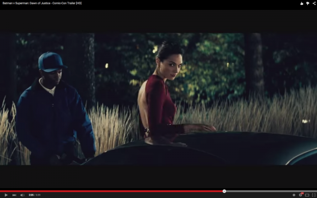 Gal Gadot as seen in the trailer for Batman v. Superman