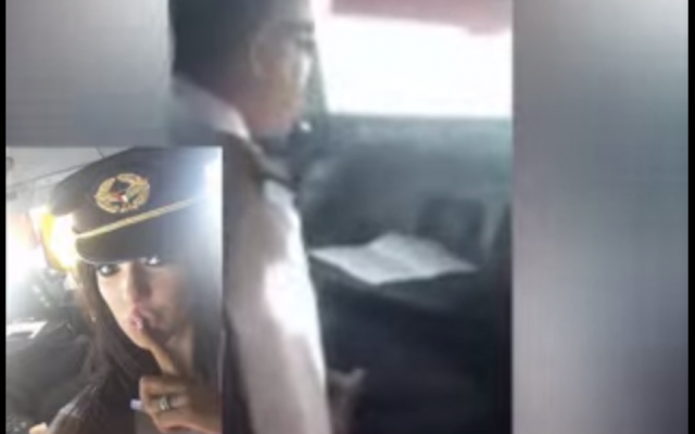 Chloe Mafia and footage allegedly filmed in the cockpit of a Kuwait Airways plane, July 26, 2015. (YouTube screenshot) Chloe Mafia and footage allegedly filmed in the cockpit of a Kuwait Airways plane, July 26, 2015. (YouTube screenshot)