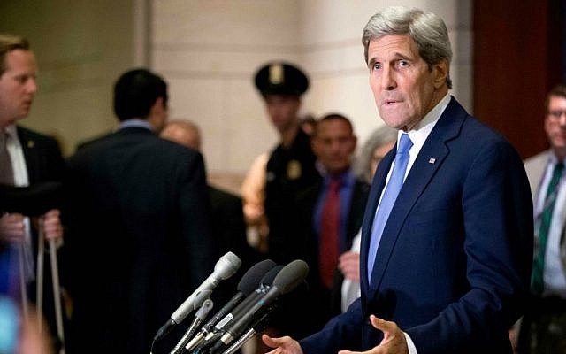 Secretary of State John Kerry gives brief remarks to members of the media before attending a classified briefing for all House members on Capitol Hill, in Washington, Wednesday, July 22, 2015, to speak about the deal reached to curb Iran's nuclear program in exchange for billions of dollars in relief from international sanctions. (AP Photo/Andrew Harnik) Secretary of State John Kerry gives brief remarks to members of the media before attending a classified briefing for all House members on Capitol Hill, in Washington, Wednesday, July 22, 2015, to speak about the deal reached to curb Iran's nuclear program in exchange for billions of dollars in relief from international sanctions. (AP Photo/Andrew Harnik)