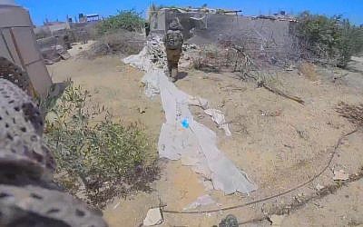A screen capture from video footage recorded by IDF officer Benaya Sarel days before he was killed in combat in Gaza (YouTube)