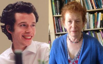Jeremiah Duggan (L) was allegedly hit once at high speed, then got up and ran into traffic again in a suicide attempt before his 2003 death in Germany. His mother Erica (R), in her London home. (courtesy)