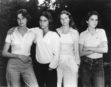 Nicholas Nixon's first portrait of The Brown Sisters in 1975, from the Israel Museum collection; Gelatin silver print In honor of Jerry, Ellen, and Avi Stern (Courtesy Israel Museum)