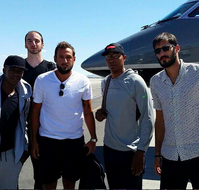 Casspi posted this photo of himself (third from left) with the caption '#family' during a trip to Israel with fellow players (Courtesy Omri Casspi Instagram)