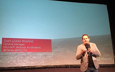 Zack Weisfeld at the sixth Demo Day of MS Ventures Accelerator, June 29, 2015 (Courtesy)