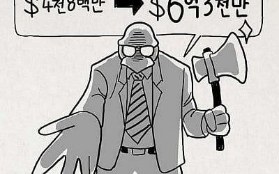 Cartoon depicting Paul Singer as a vulture-like figure holding an ax and demanding money. 