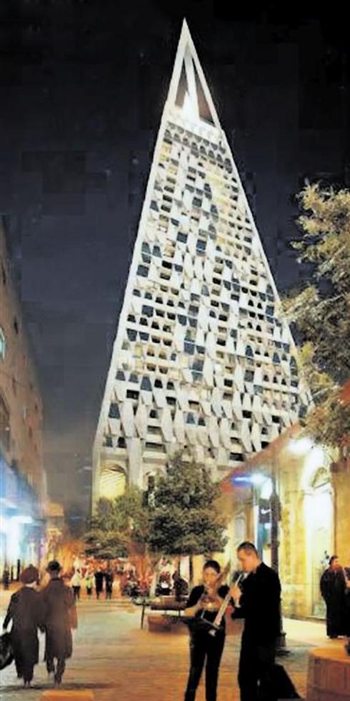 The plan for Jerusalem's newest high-rise building, the "Freedom Pyramid," designed by Jewish-American architect Daniel Libeskind, was approved by the city's building committee on May 16, 2015. (Daniel Libeskind, Yigal Levi) The plan for Jerusalem's newest high-rise building, the "Freedom Pyramid," designed by Jewish-American architect Daniel Libeskind, was approved by the city's building committee on May 16, 2015. (Daniel Libeskind, Yigal Levi)