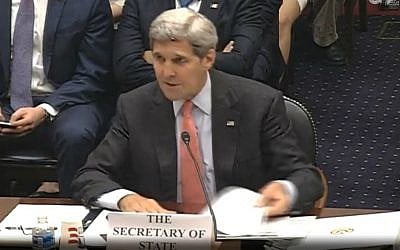 Secretary of State John Kerry addresses the House Foreign Affairs Committee on the Iran agreement, July 28, 2015. (screen capture)