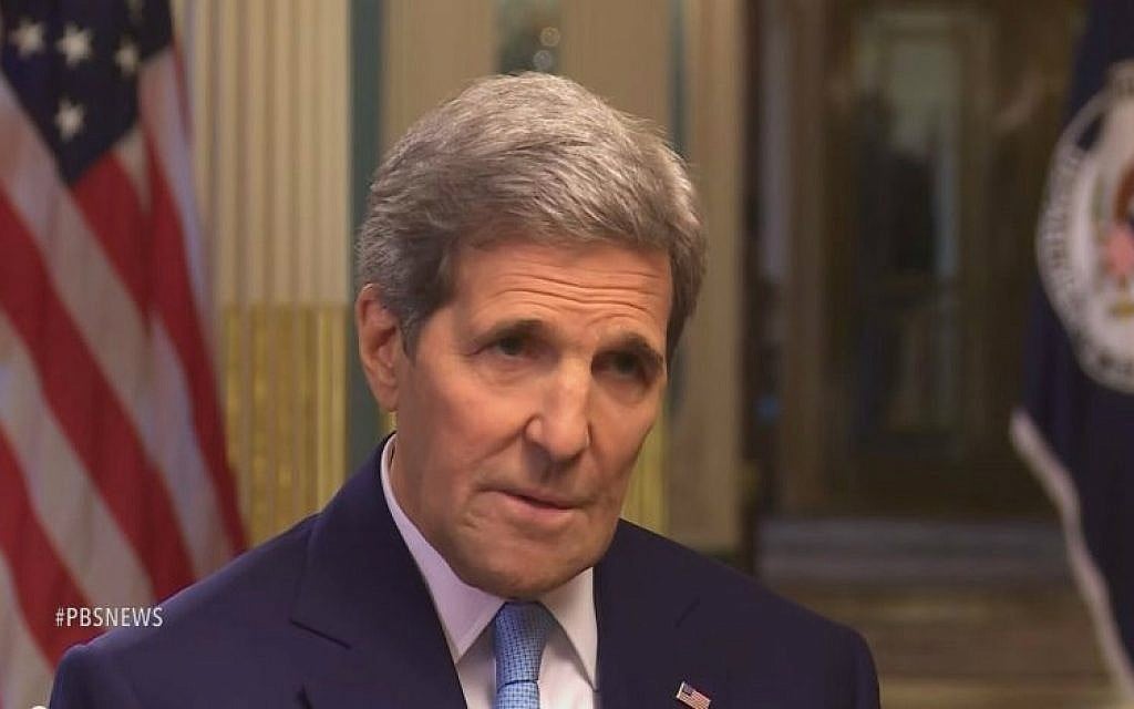 John Kerry speaks to Judy Woodruff of PBS's "Newshour" on the Iranian nuclear deal, July 17, 2015. (screen capture/PBS/YouTube)