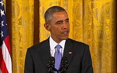 US President Barack Obama addresses journalists on the nuclear deal with Iran, July 15, 2015. (screen capture: CBS)