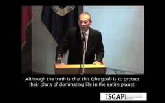 Palestinian Authority Ambassador to Chile Imad Nabil Ghadaa quotes anti-Semitic 'Protocols of the Elders of Zion' text in a speech on May 15, 2015. (Screen capture)