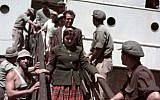New immigrants disembarking from the Theodor Herzl, near Haifa, Israel, 1949-50 (Photograph: Robert Capa/International Center of Photography/ Magnum Photos)
