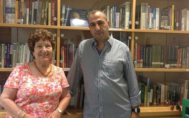 A picture of Sara Guter Davidson, who was held hostage at Entebbe, and Avner Avraham (Mitch Ginsburg/ Times of Israel)
