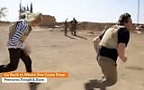 Participants of the Australian reality TV show 'Go Back to Where You Came From' duck as they come under fire in Syria (screen capture: YouTube)