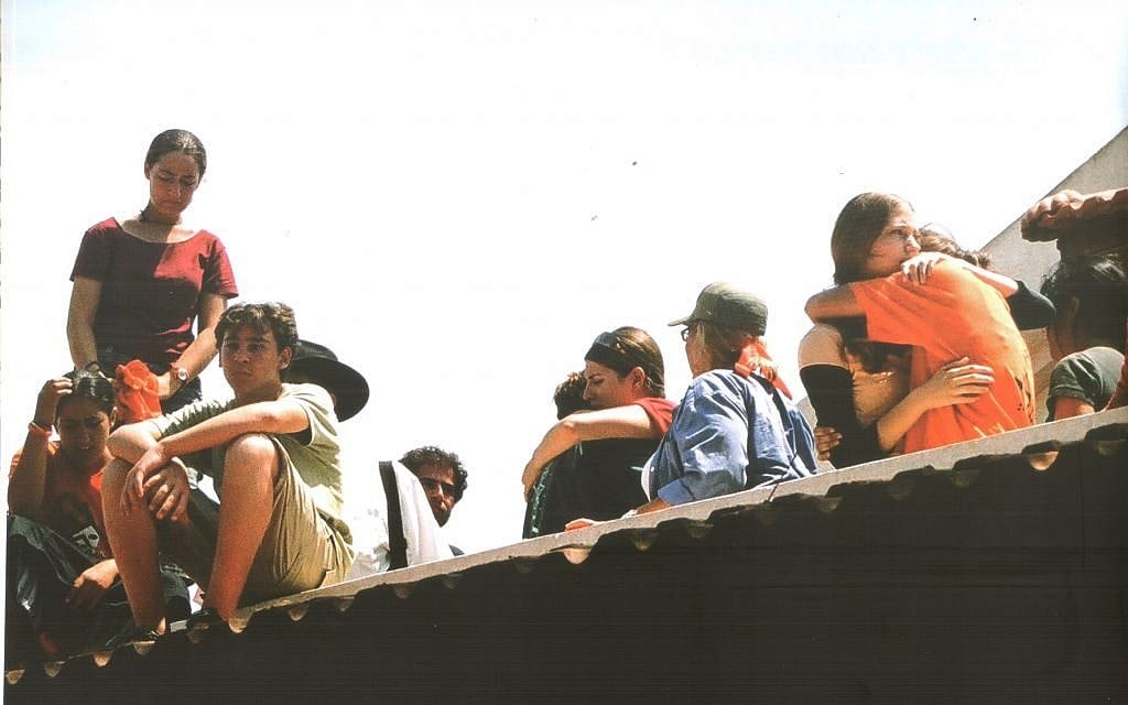 Noam Tashnady, 12 (seated), during the Gaza disengagement in August 2005 (Courtesy) Noam Tashnady, 12 (seated), during the Gaza disengagement in August 2005 (Courtesy)