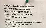 A picture of the poem 'Worst day ever?' written by Chanie Gorkin of Crown Heights (screen capture)
