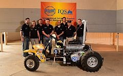 The Technion team shows off the TracTech at the IQS Tractor Student Design Competition in Batavia, Illinois, July 14 2015 (Courtesy)