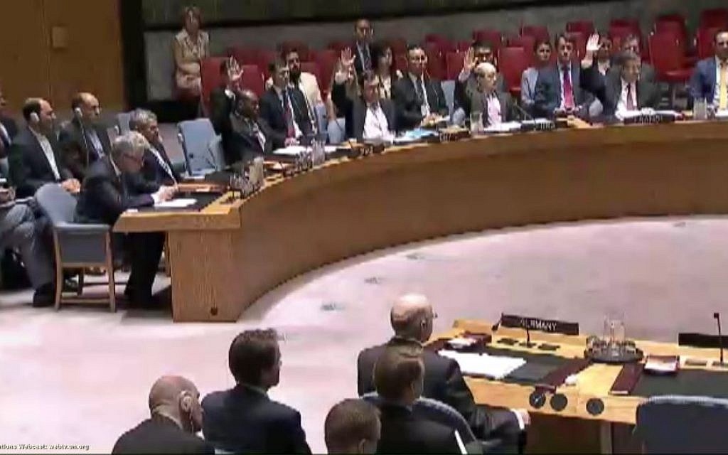 The United Nations Security Council voting on the Iran nuclear deal (Screen capture: UN Webcast)