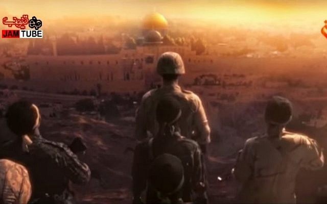 A still image from a recently released animation clip shows Muslim soldiers before attacking Jerusalem. (Screen capture) A still image from a recently released animation clip shows Muslim soldiers before attacking Jerusalem. (Screen capture)