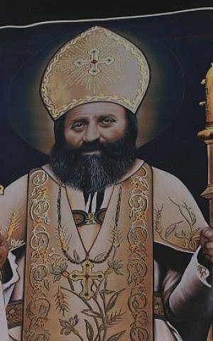 An image shows martyred Syriac Catholic Bishop Flavianus Michael Melki who was beatified in Lebanon, August 29, 2015. (AFP/EZZAT ATTAR)