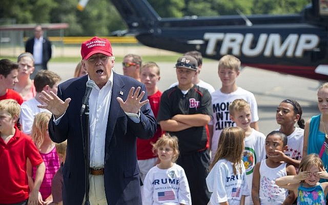 Republican presidential candidate businessman Donald Trump speaks with reporters after arriving at the Iowa State Fair on August 15, 2015 in Des Moines, Iowa. (Aaron P. Bernstein/Getty Images/AFP) Republican presidential candidate businessman Donald Trump speaks with reporters after arriving at the Iowa State Fair on August 15, 2015 in Des Moines, Iowa. (Aaron P. Bernstein/Getty Images/AFP)