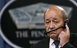 French Defense Minister Jean-Yves Le Drian listens to translation during a joint news conference with Defense Secretary Ashton Carter at the Pentagon, Monday, July 6, 2015. (Carolyn Kaster/AP)