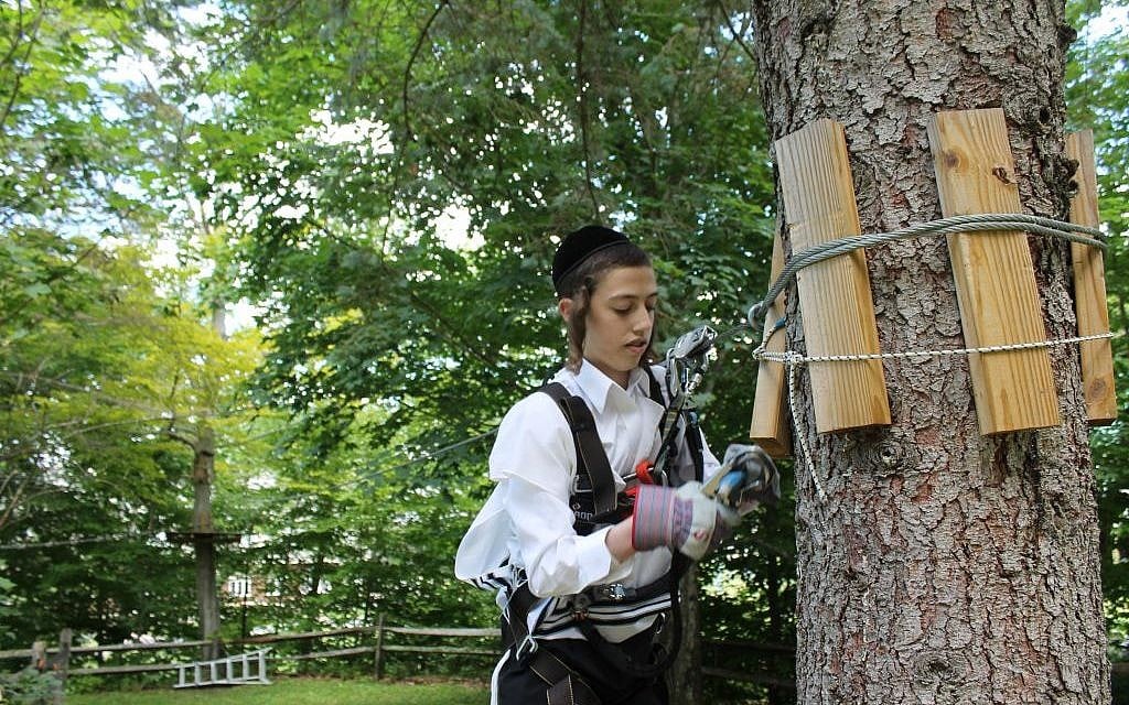 An ultra-Orthodox child  at Jiminy Peak in August 2015. (JTA/Uriel Heilman)