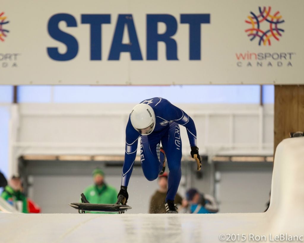 Modern Orthodox American AJ Edelman's mother 'had two heart attacks' when he broke the news about his Winter Olympics dreams. Here Edelson competes in the 2015 Calgary North Americas Cup. (courtesy) Modern Orthodox American AJ Edelman's mother 'had two heart attacks' when he broke the news about his Winter Olympics dreams. Here Edelson competes in the 2015 Calgary North Americas Cup. (courtesy)