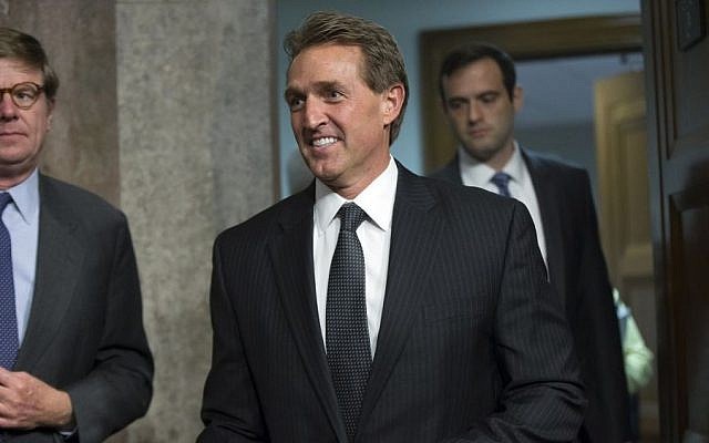 Sen. Jeff Flake, R-Arizona, at a Senate Foreign Relations Committee hearing on Capitol Hill, July 23, 2015. (AP/Andrew Harnik) Sen. Jeff Flake, R-Arizona, at a Senate Foreign Relations Committee hearing on Capitol Hill, July 23, 2015. (AP/Andrew Harnik)